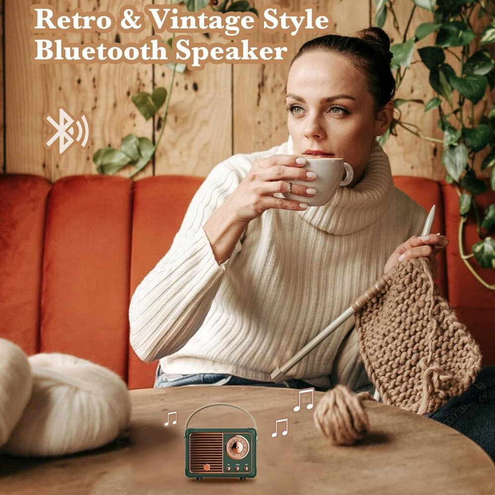 Retro Bluetooth Speaker, Wireless Mini Portable S… - image 2